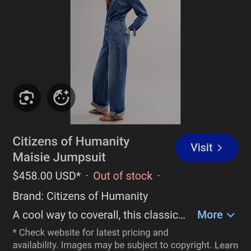 Citizen Of Humanity Maisie Blue Denim Jumpsuit - Picture 4 of 16